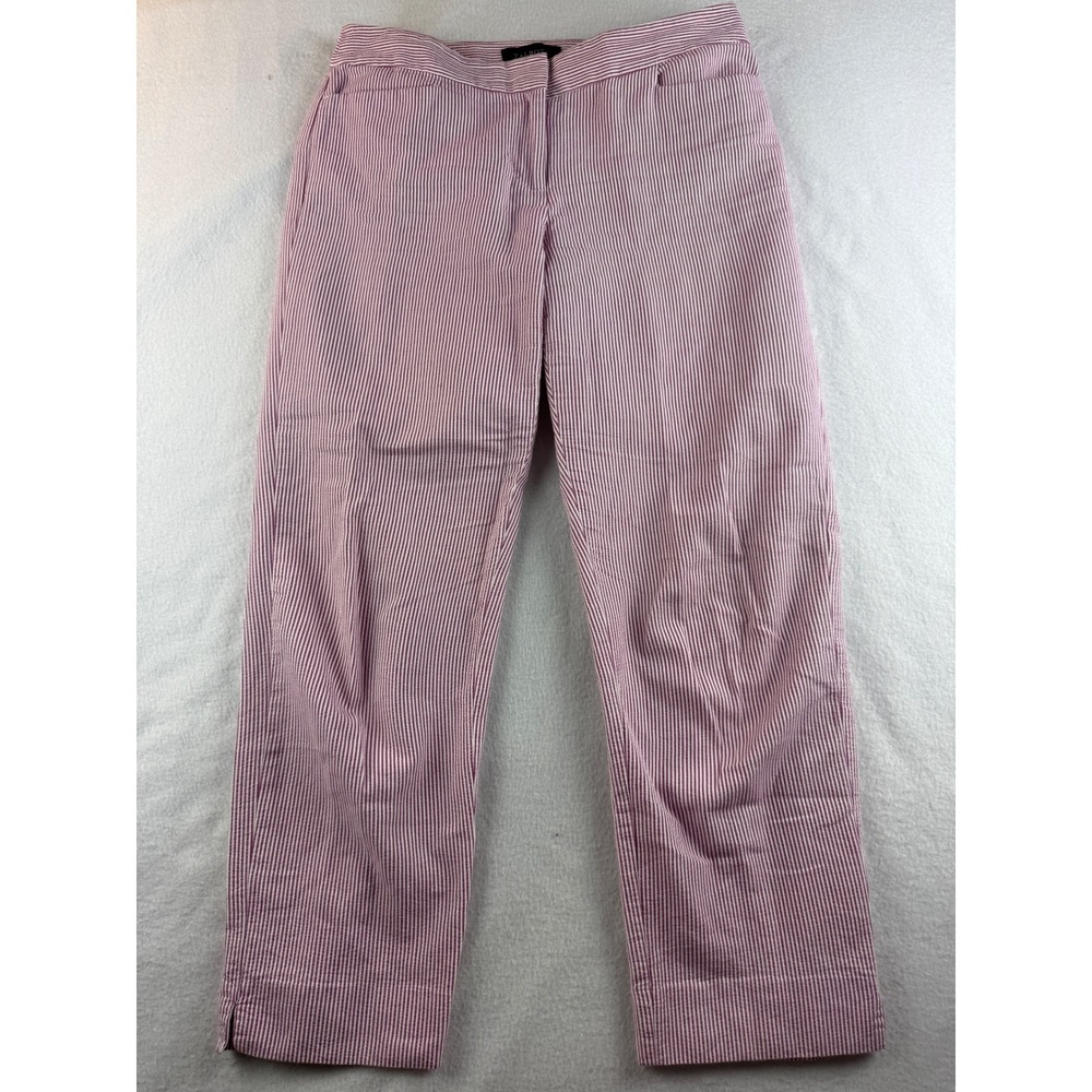 Talbots Curvy Fit Striped Cropped Pants Size 4 Red White‎ Cotton Blend